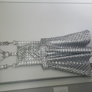 Current mood holographic overall dress